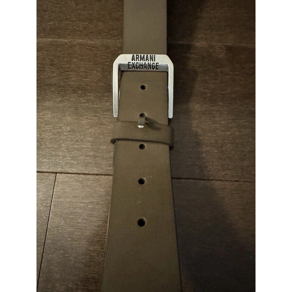 Armani Exchange A|X Genuine Leather Brown Belt One Size XL Made Romania